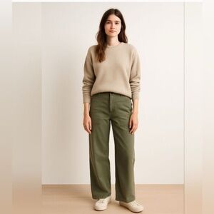 AE77 Stovepipe Green Wide-Leg High-rise pants